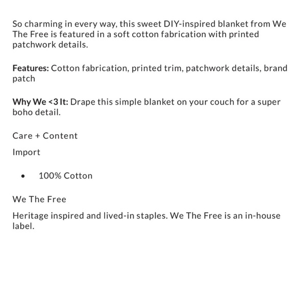 Free People We The Free Heritage Quilted Blanket - Picture 2 of 2